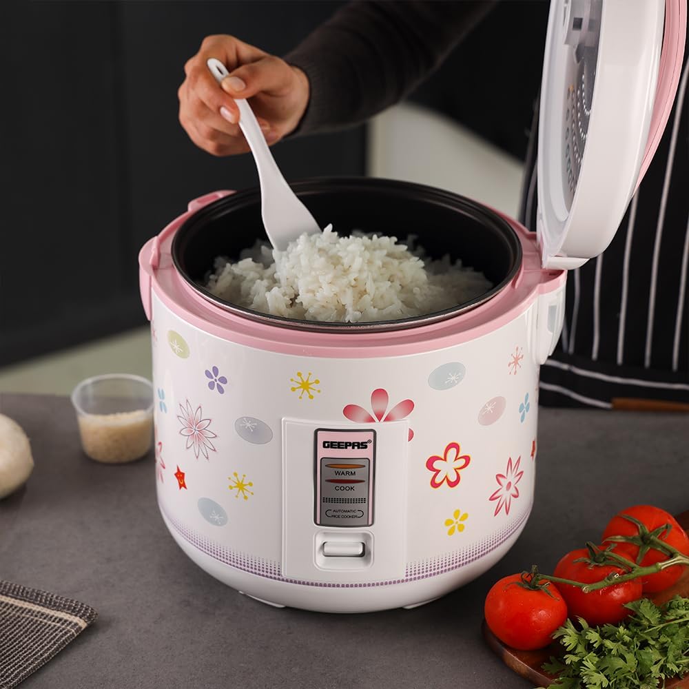 Geepas GRC35023 3.2L Rice Cooker – Automatic Cook, Steam & Keep Warm | Non-Stick Pot | Steamer Basket | White - Image 3