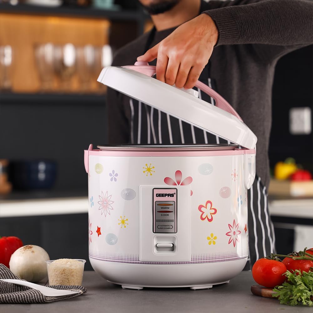 Geepas GRC35023 3.2L Rice Cooker – Automatic Cook, Steam & Keep Warm | Non-Stick Pot | Steamer Basket | White - Image 5