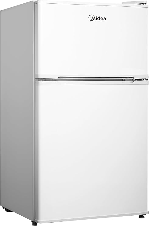 Midea 134L Gross & 87L Net Double Door Refrigerator with Separate Chiller Compartment, 2L Bottle Holder, Mini Fridge for Kitchen, Bedroom, Office & Bar, Inverter Quattro, White - MDRT134FGE01AE - Image 3