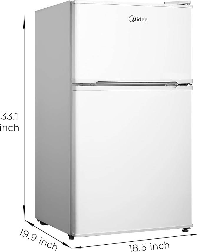 Midea 134L Gross & 87L Net Double Door Refrigerator with Separate Chiller Compartment, 2L Bottle Holder, Mini Fridge for Kitchen, Bedroom, Office & Bar, Inverter Quattro, White - MDRT134FGE01AE - Image 4