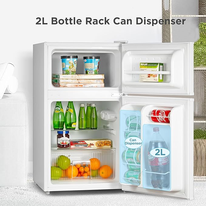 Midea 134L Gross & 87L Net Double Door Refrigerator with Separate Chiller Compartment, 2L Bottle Holder, Mini Fridge for Kitchen, Bedroom, Office & Bar, Inverter Quattro, White - MDRT134FGE01AE - Image 5