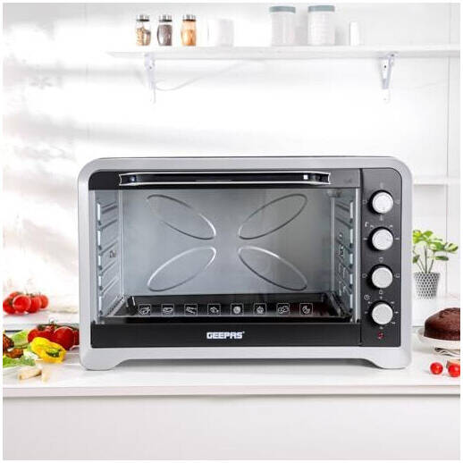 Geepas GO4406 Electric Oven, 100L Capacity, 2800W Power, Rotisserie & Conventional Function, 60min Timer with Bell, Adjustable Temperature Control Knob, Stainless Steel | GO4406 - Image 3