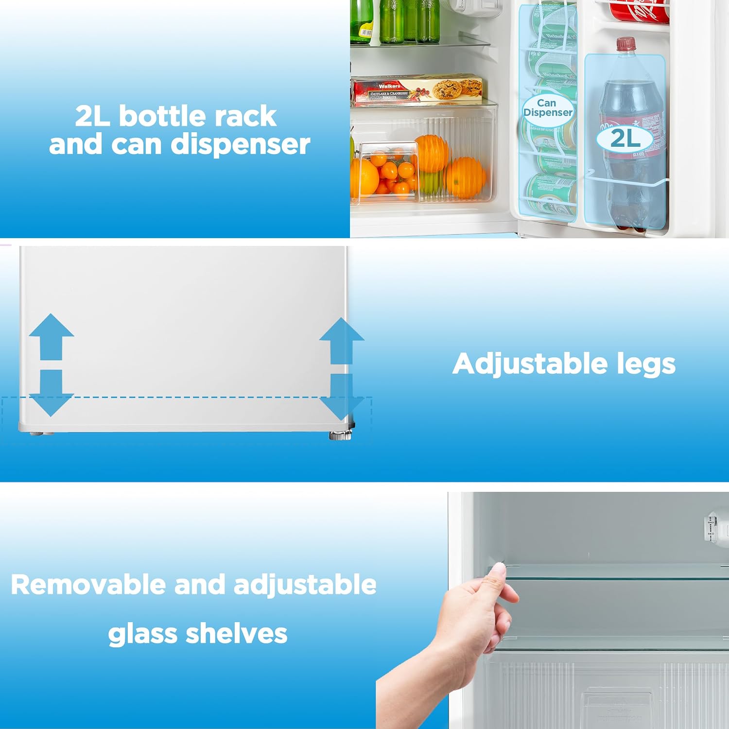 Midea 134L Gross & 87L Net Double Door Refrigerator with Separate Chiller Compartment, 2L Bottle Holder, Mini Fridge for Kitchen, Bedroom, Office & Bar, Inverter Quattro, White - MDRT134FGE01AE - Image 9