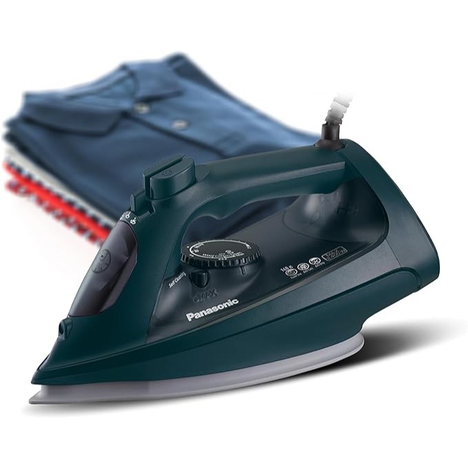 Panasonic Steam Iron Powerful 2400W Performance,Ceramic soleplate,Anti-Calc System,Adjustable Steam Settings,Continous Powershot,Lightweight design for effortless wrinkle removal & Anti-Drip-NI-U450