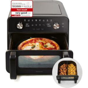 Panasonic NF-BC1000 Flex Air Fryer with Viewing Window, XL Flexible Basket, Basket Divider, 10L, 30°-230°C, Gentle Steam, 8 Presets, Easy Clean, Black